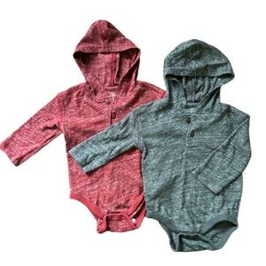 onesies dark red and gray, size 6-12 mo, great condition. Selling both together